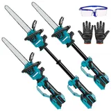 JUDANNA Akku Kettensäge 2-IN-1 Hochentaster für Makita 18V Akku, 12 Zoll Mini Kettensäge 6300R/min Brushless Motor Teleskop Astsäge Elektro Hochentaster, Verlängerte Stange 32.5cm
