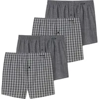 SCHIESSER Schiesser, Herren Web-Boxershorts, 4er Pack - Unterhose, Baumwolle Grau, 3XL