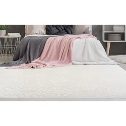 Teppich CALO-DELUXE "Latemar 300" Gr. 4, weiß, B:160cm H:7mm L:230cm, Kunstfaser, Teppiche, weiche Fell Haptik, Relief Muster, Wohnzimmer, Schlafzimmer