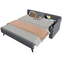 TavilaEcon Stapelbett Multifunktionales Schlafsofa mit Stauraum in Armlehnen, ausziehbares Bett mit Stützfüßen grau