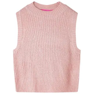 vidaXL Kinder Pulloverweste Gestrickt Ärmellos Weste Pullover Strickweste Hellrosa 116 - 116
