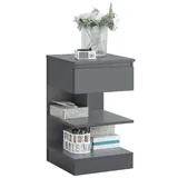 SoBuy FBT49-HG Beistelltisch Nachttisch Nachtschrank Kommode mit 1 Schublade und 3 Ablagen Grau BHT ca: 39x65x39cm