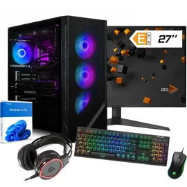 dcl24.de dcl24 Gaming PC Set AMD Ryzen 9 7950X3D, RTX4070Ti Super 16GB - 1000GB SSD, 32GB DDR5, WLAN, 27" Monitor, Maus, Tastatur, Headset, Windows 11