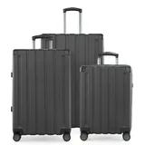 HAUPTSTADTKOFFER Q-Damm - Kofferset 3-teilig, Gepäck-Set (S+M+L) Koffer Hartschale robust, 4 Rollen Erweiterung, Kabinentrolley + Aufgabegepäck, ... - Grau