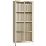 [en.casa] Vitrinenschrank Säkylä 180 x 80 x 35 cm Kamelfarben