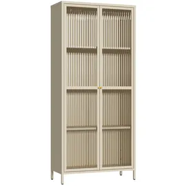 [en.casa] Vitrinenschrank Säkylä 180 x 80 x 35 cm Kamelfarben
