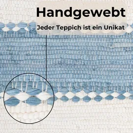 OTTO home Benja Handwebteppich 140 x 200 cm Blau/Weiß