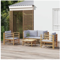 vidaXL Gartenlounge-Set Gartensofa mit Kissen Bambus grau