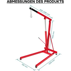 Wiltec Motorheber Stahl 830-1280 mm grau
