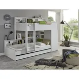 RELITA Etagenbett, 2 Schlafgelegenheiten, Kleiderschrank, Regalablagen u. Bettschublade weiß