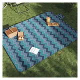 vidaXL Picknickdecke Faltbar Blau Wellenmuster 200x150 cm Samt