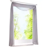 BAILEY JO 1er-Pack Querbehang Transparent Voile Freihanddeko Gardinen Schals (HxB 145x600cm, Silber)