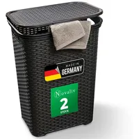 Novaliv Wäschekorb - (2 St), 2 Stück Rattan Wäschekorb