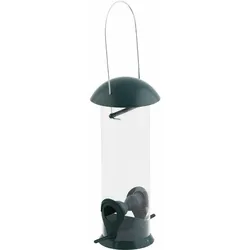 GARDAMO Futterspender 24 cm, Gehäuse aus Kunststoff  in transparent, Dach aus Kunststoff  in grün, Aufhänger aus Edelstahl in silber