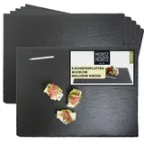 Moritz & Moritz Servierplatte Schieferplatte - Schieferset Basil, Schiefer, (Basil, 7-tlg), 40x30 cm 6er Set schwarz