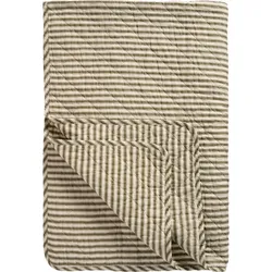 IB Laursen Quilt aus Baumwolle mit Streifen, 180 x 130 cm, sand mit oliven Streifen