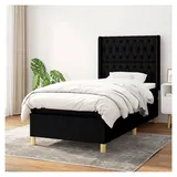 Lattenrost mit Matratze, Schwarz, 90 x 190 cm, Stoff, Plattformbett mit Lattenhalter, einfache Montage, für Schlafzimmer, Erwachsene