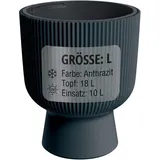 FRAMADO geriffelter Pflanzkübel mit Einsatz – matt, aus PP-Kunststoff, UV- & frostbeständig, für Innen & Außen – EU-Produkt – Farben: Anthrazit/Weiß/Grün (Pina) – Größen: L/XL (Anthrazit, L)