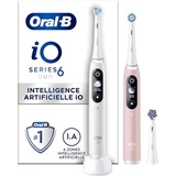 Oral B Oral-B iO 6 Elektrische Zahnbürsten, Bluetooth, Weiß und Rosa, 2 Griffe mit schwarzem und weißem Display, 3 Bürsten