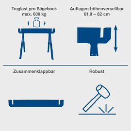 SCHEPPACH Sägebock Stahl 61,8-82 cm blau/schwarz