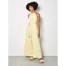 Apricot Jumpsuit aus Viskose-Mix mit Gürtel, Hellgelb, L