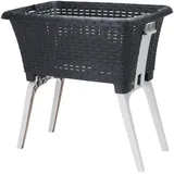 Spetebo Wäschekorb mit klappbaren Füßen 60 x 40 cm - schwarz - Kunststoff Stand Wäschebox Korb