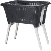 Spetebo Wäschekorb mit klappbaren Füßen 60 x 40 cm - schwarz - Kunststoff Stand Wäschebox Korb