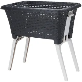 Spetebo Wäschekorb mit klappbaren Füßen 60 x 40 cm - schwarz - Kunststoff Stand Wäschebox Korb