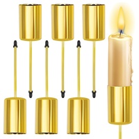 Atuoxing 6 STK Adventskranz Kerzenhalter, Metall Stabkerzenhalter mit Dorn, Gold Kerzentüllen, Kerzenhalter Stabkerze für Adventskranz Deko Weihnachten (Gold)