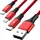 UNITEK USB-A auf USB-C/Micro USB/Lightning 1,2 m Rot/Schwarz