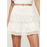 Superdry Sommerrock »IBIZA LACE MIX MINI SKIRT«, Gr. XXS, Off White, , 36575644-XXS