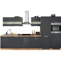 Kochstation Küche »KS-Luhe«, 360 cm breit, wahlweise mit oder ohne E-Geräten, gefräste MDF-Fronten, grau