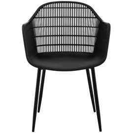 FROMM & STARCK Stuhl 2er Set Lehnstuhl Kunststoff Metallbeine bis 150 kg Designstuhl schwarz