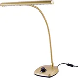 K&M 12298 LED Pianoleuchte Gold - 30 cm Lampenschirm - 12 dimmbare LEDs - mit Schwanenhals, 2500 Lux Helligkeit