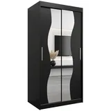 abiks möbel Schwebetürenschrank MADRYT 100 x 200 x 62 cm Schwarz