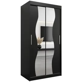 abiks möbel Schwebetürenschrank MADRYT 100 x 200 x 62 cm Schwarz