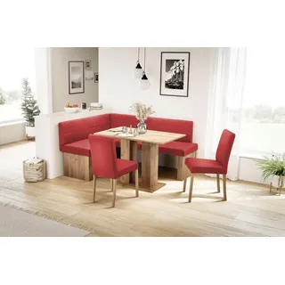 massivline&more  Anna 2 130 x 83 x 169 cm Kunstleder langer Schenkel rechts rot/eiche