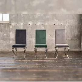 KAWOLA Stuhl LEIA Esszimmerstuhl Barock Velvet grau