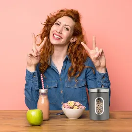 Relaxdays Vorratsdose rund rot 17 x 11 x 11 cm 1,4 l