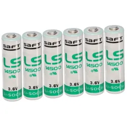 6x Saft Lithium 3,6V Batterie LS14500 AA - Zelle