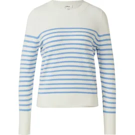 s.Oliver Gestreifter Longpullover blau / creme 4XL