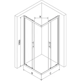 Mexen Rio quadratische Duschkabine 80 x 80 cm, Transparent, Schwarz + Duschwanne Schwarz - 860-080-080-70-00-4070B