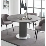 Esstisch graphit keramik dunkel 130x78 cm Big System Rund Säule 130 Auszug - Grau/Dunkelgrau