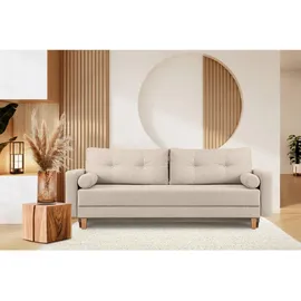 Konsimo Schlafcouch Stoff 3-Sitzer Creme