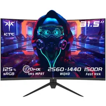KTC Gaming Monitor 32 Zoll Curved, 170Hz, QHD 2K 2560 x 1440p, 1ms, HDR10, Freesync & G-sync, VA 1500R PC Bildschirm, 125% sRGB, Blaulicht Reduktion, VESA, DP 1.4 165Hz, HDMI 2.0 144Hz, USB, H32S17
