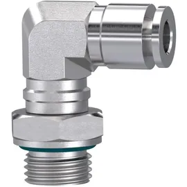 Riegler L-Steckverschraubung, drehbar, G 1/4 a., Schlauch- Ø12, ES 1.4404