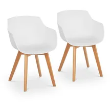 FROMM & STARCK Stuhl 2er Set Lehnstuhl weiß Kunststoff Holzbeine Buche bis 150 kg Designstuhl