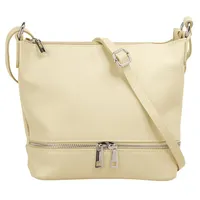 Cluty Umhängetasche, echt Leder, Made in Italy, beige,