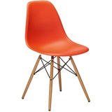 Vitra Stuhl Eames Plastic Side Chair RE 83x46.5x55 cm poppy red rot, Gestell:  eichefarbig, Designer Charles & Ray Eames