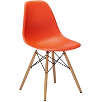Vitra Stuhl Eames Plastic Side Chair RE 83x46.5x55 cm poppy red rot, Gestell:  eichefarbig, Designer Charles & Ray Eames
